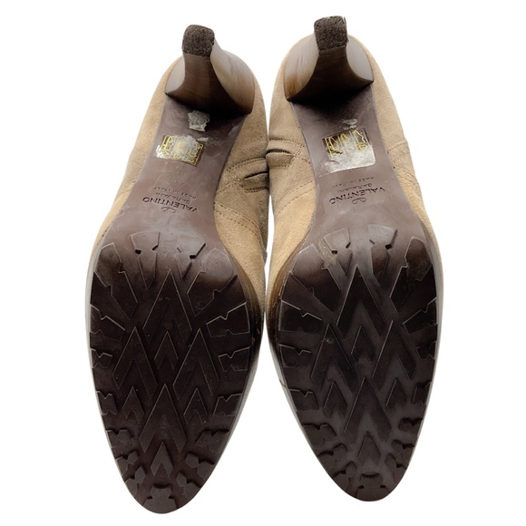 VALENTINO TAUPE MINK FUR TRIMMED SUEDE TALL BOOTS - Picture 7 of 8